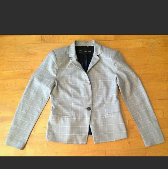 ZARA Basic Women's Gray Plaid Blazer Size Large - Picture 9 of 9